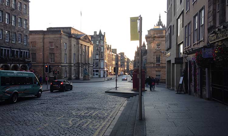 Streets of Edinburgh, Scotland at dawn